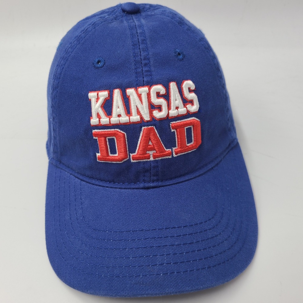 Kansas Jayhawks Hat Strapback Legacy Blue Red White NCAA Dad University Logo Men